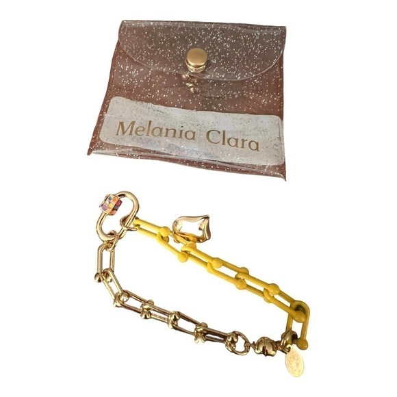 Melania Clara Melissa Yellow and gold daisy and Orchid chain bracelet NEW (2) - Picture 4 of 16